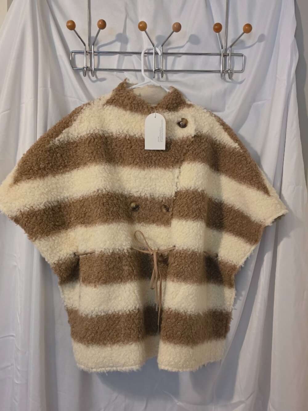 NWT Angel Wings by Lucy MacGill: Manor Cape in Beige Stripe